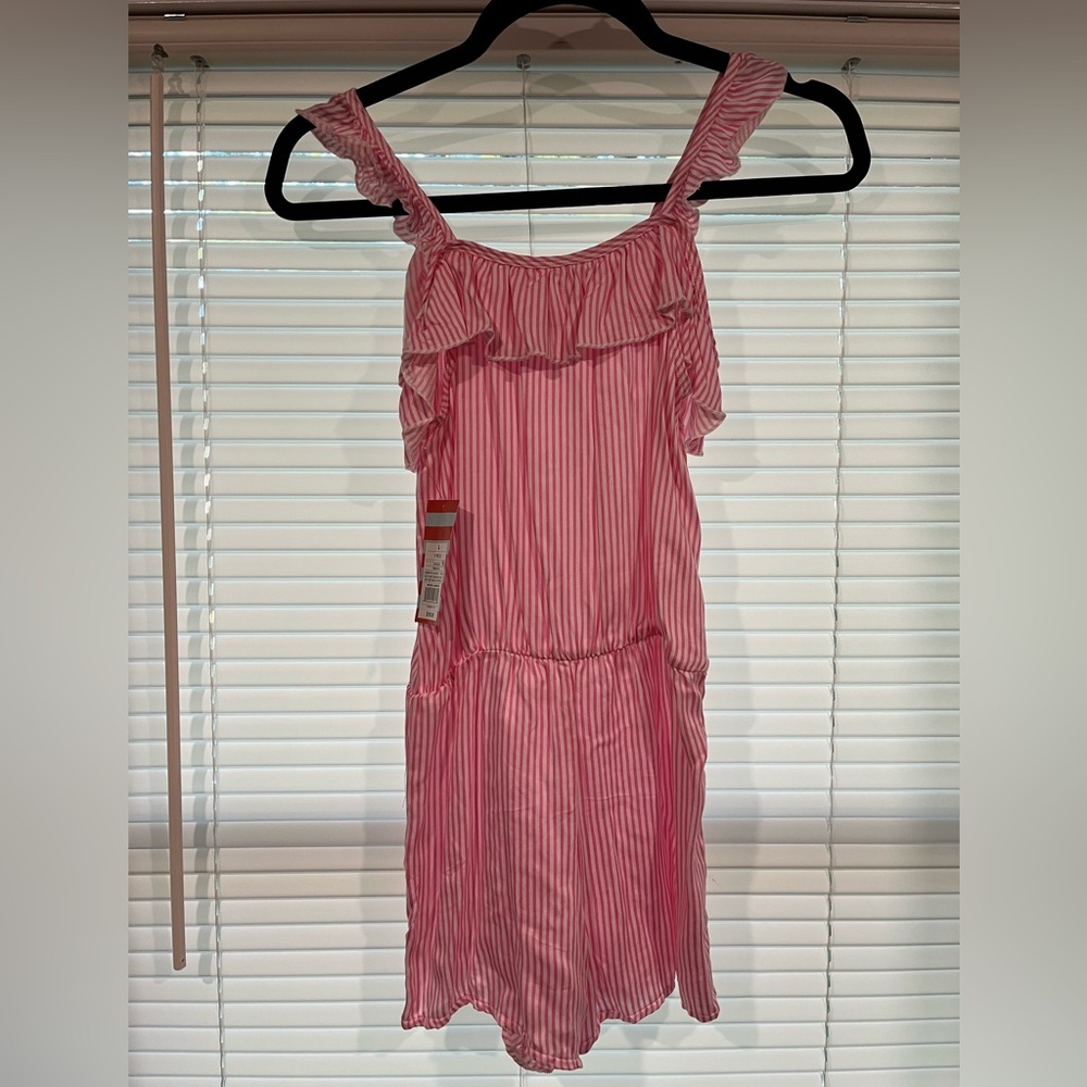 Cat & Jack Girls Pink and White Striped Romper